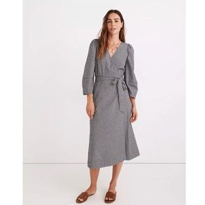 NWT Madewell Textured Dot Wrap Midi Dress